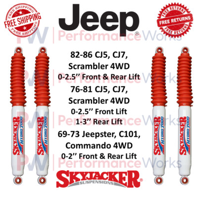 Skyjacker Shocks Set 0-2.5'' Front & 0-3'' Rear Lift For Jeep CJ5, CJ7, Scrambler