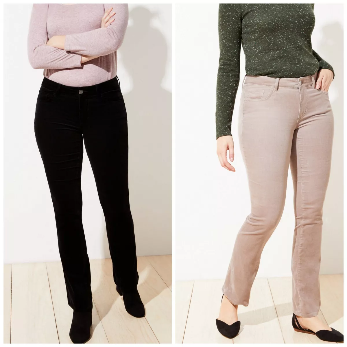 LOFT Women s Curvy Bootcut Corduroy Pants Black Or Sand Multiple Sizes eBay