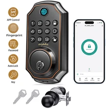 ARPHA Fingerprint Smart Door Lock Keypad Keyless Deadbolt Auto Lock APP+Handle