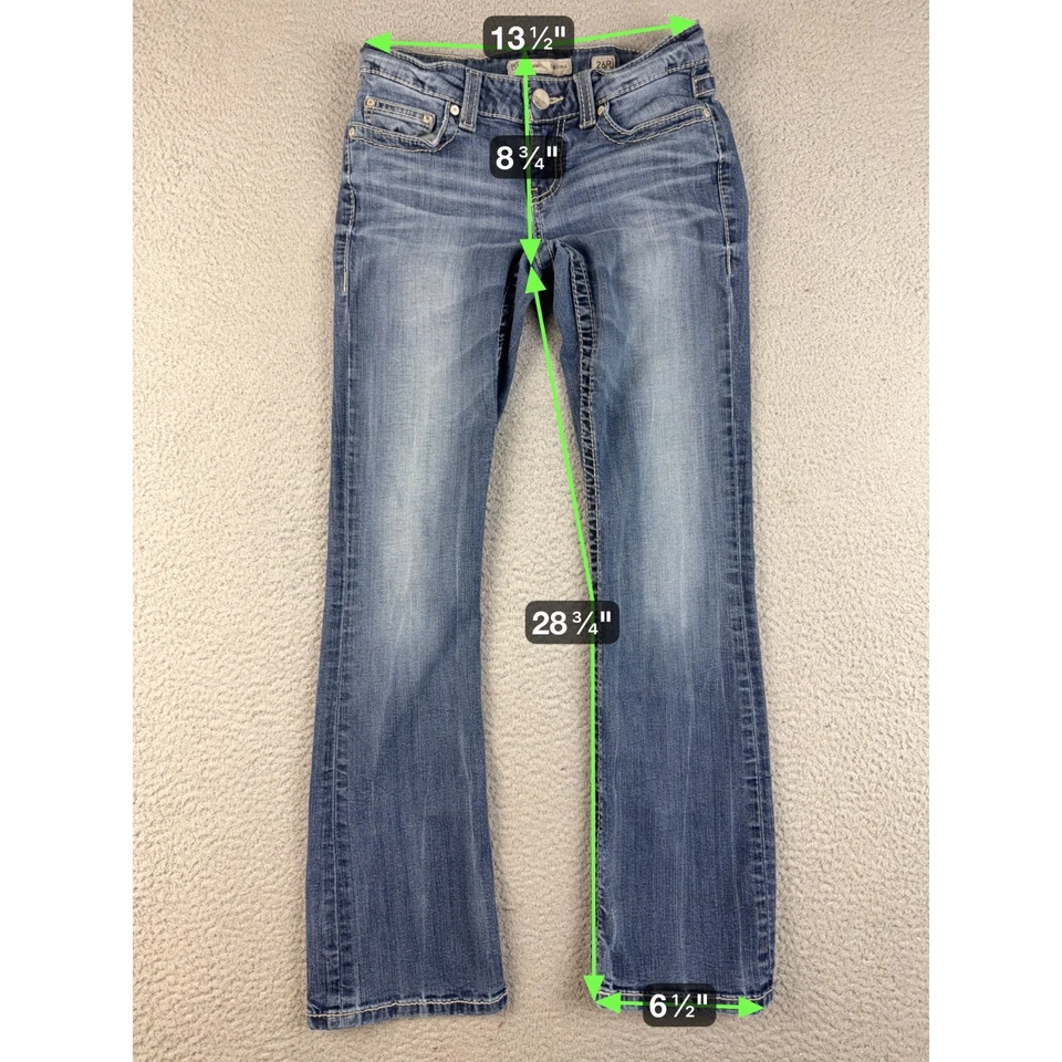 BKE Denim Jeans Womens 24R Blue Sabrina Bootcut Thick Stitch Low Rise Stretch - Image 3 of 4