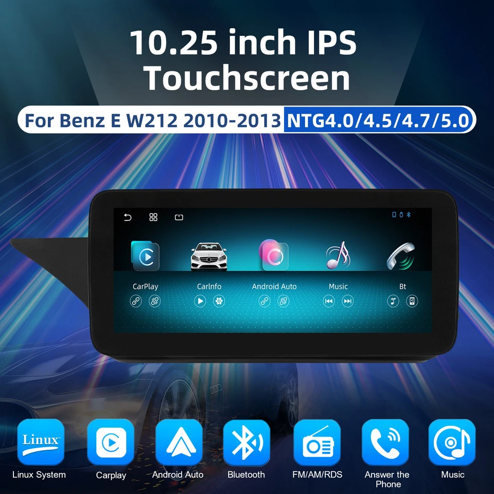 10.25"Car GPS Radio Stereo Android Auto For Mercedes Benz E-Class W212 E300 E350 - Image 3 of 4