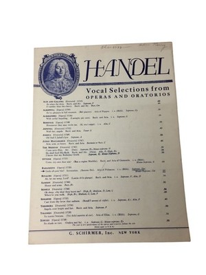 vintage sheet music booklet titled Handel Vocal Selections from Operas and Orato