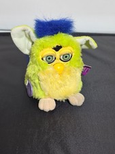 1998 Kiwi Furby Lime Green Yellow Dark Blue Hair Tested Works Talks Moves w/TAGS