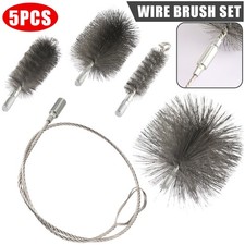5Pcs Pipe Brush Steel Wire Chimney Cleaning Brush for Rust Fireplace Flue Pipe