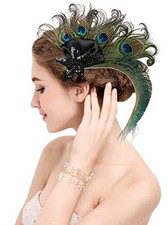 Z X Peacock Feather Fascinator Hair Clip Vintage Wedding Tea Party Derby Hat