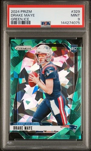 2024 Panini Prizm Football - Drake Maye PSA 9 Green Ice Rookie