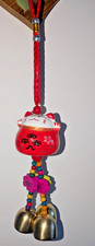 Maneki Neko Lucky Cat Charm Porcelain Figurine Hanging Pendant Wind Chimes NIB