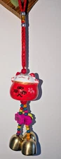 Maneki Neko Lucky Cat Charm Porcelain Figurine Hanging Pendant Wind Chimes NIB