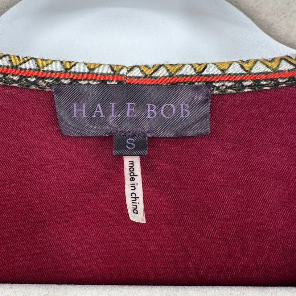 Top manga larga HALE BOB terciopelo Burnout estampado floral borla cuello en V para mujer talla S Foto 4 de 4