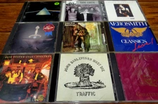 9 CD 1970S ROCK LOT AEROSMITH PINK FLOYD TRAFFIC BOC JETHRO TULL RARE EARTH VGC