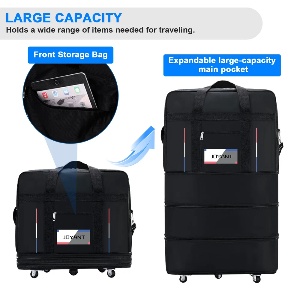 Expandable Rolling Duffle Bag w/ Wheels Carry On Collapsible Luggage Bag 32" 42" - Image 4 of 4