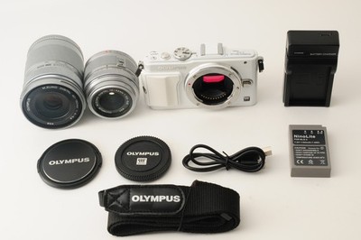 [MINT] Olympus PEN Lite E-PL6 White Digital Camera 2Lens 14-42mm 40-150mm JAPAN