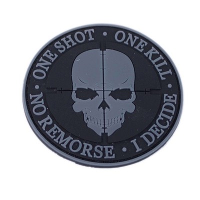 3D Rubber Klett Patch One Shot One Kill 8 cm Grau