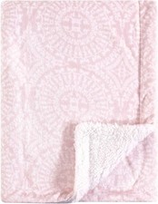 Yoga Sprout Mink Blanket with Sherpa Backing, Scroll One Size,