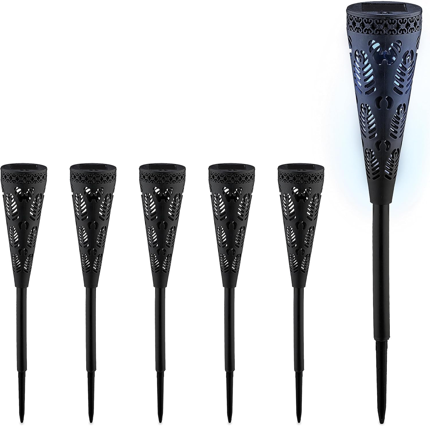 Fiaccole Solari da Giardino LED - Set 6 Pezzi Atmosfera Fuoco Vivo