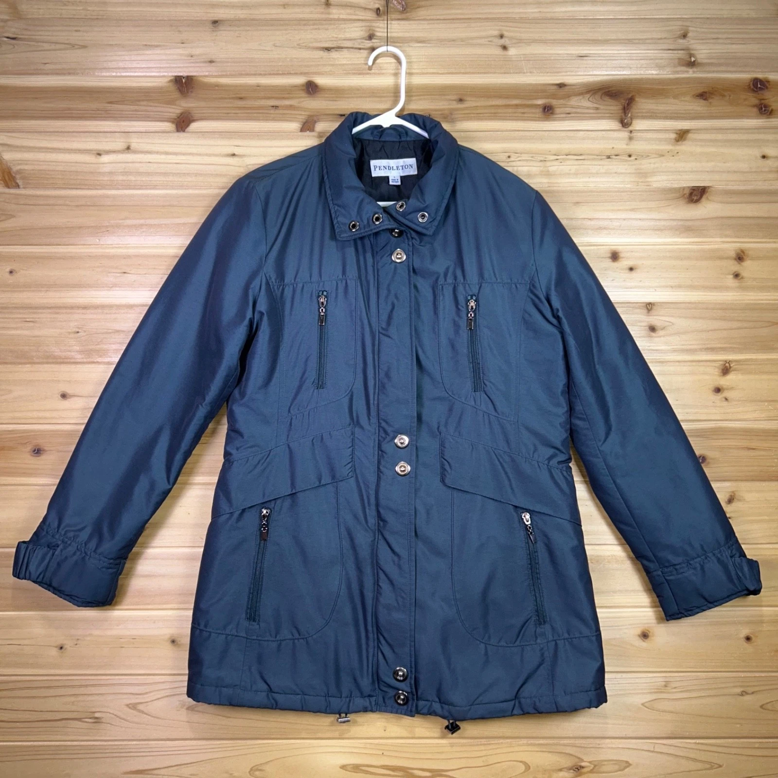 Pendleton Jacket Womens Large Dark Green Gray Parka Rain Coat Snow Jacket