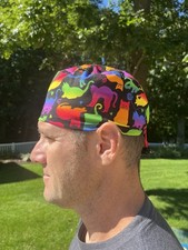 Rainbow Cats Vet skull scrub surgical OR hat surgery cap mens