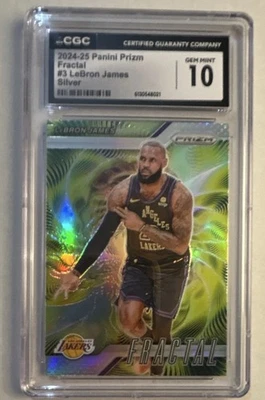 Panini 2024-25 Prizm Fractal Silver LeBron James #3 Lakers CGC 10 - Bild 1 von 4