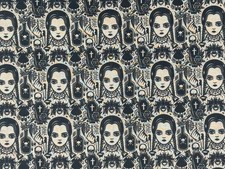Wednesday Addams Cotton Fabric / By the Yard / Half Yard