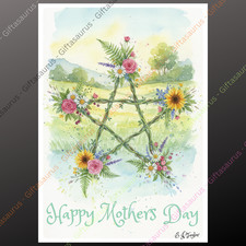 Personalised Mothers Day Card Plantable Seeded Pentagram Wiccan Pagan Goddess