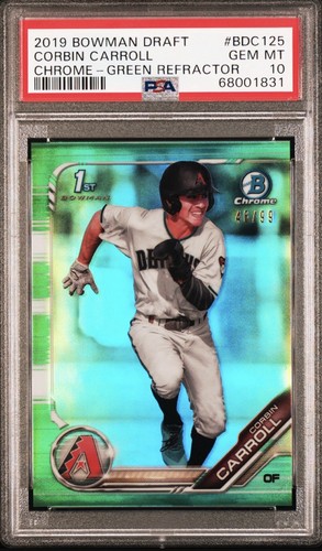 2019 Bowman Chrome CORBIN CARROLL Green #/99 Refractor PSA 10