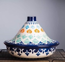 Tagine Pot & Lid Hand Painted Ceramic Moroccan Stew Casserole Slow Cooker