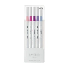UNI EMOTT FINE 0.4 FINELINER PENS  5 COUNT NEW purple