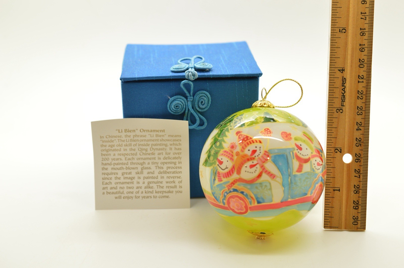 Pier 1 Li Bien Snowmen Glass Christmas Ornament In Box 2009