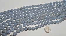 Blue Agate 12mm Coin Beads 16 in strand 