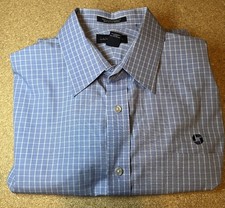 LANDS' END Chase Bank Men's Dress Shirt 16 33 Blue Button Down Long Sleeve