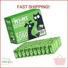 Pet N Pet 1080 Counts Green Poop Bags for Dogs, 41 Plant Based  59 PE Extra T