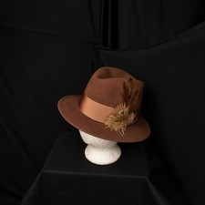 Vintage Royal Stetson Fedora Hat Brown Felt Feather M. Shwartz Poughkeepsie NY