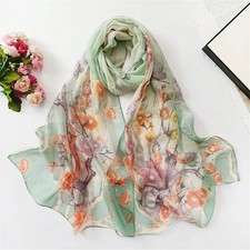 Sage Blossom Fashion Scarf Women's Chiffon Printed Soft Fashion Wrap 63 x 19 in