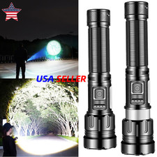 Rechargeable LED Flashlight Tactical Polic e Super Bright Torch Zoomable