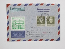 Berlin Luftpostbrief 1953 Frankfurt Main MEF 98 Schinkel Vignette IfRABA