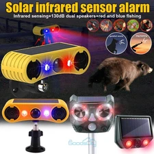 Solar Outdoor Motion Sensor Alarm 2*130db Ultrasonic Siren Motion Detector Alarm