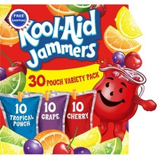 Kool Aid Jammers Tropical Punch Grape  Cherry Flavored 0 Juice Drink 30 ct