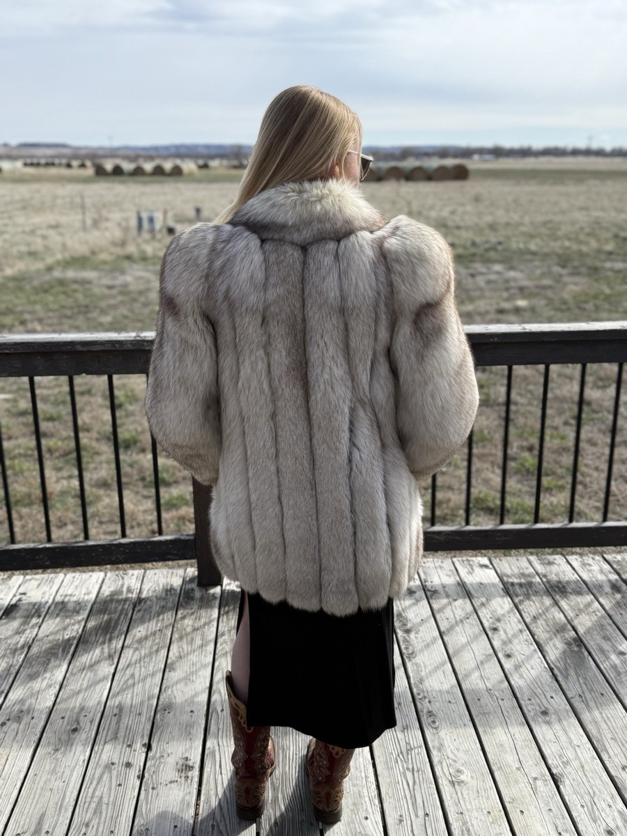 Ivory Blue Fox Women's Medium Soft Fur Coat | eBay