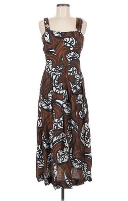 NIC+ZOE Built-in Bra Pockets Sun Dress Brown Multicolor Size Medium