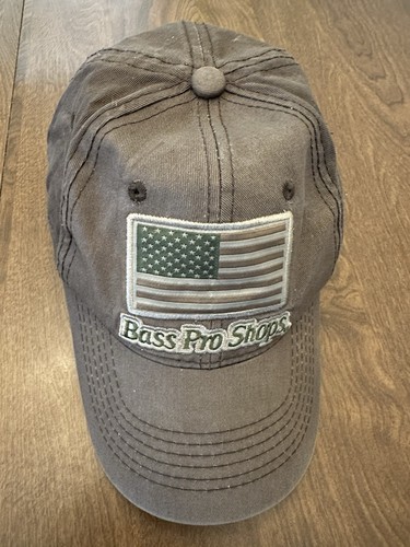 Bass Pro Shop Cap Strapback American Flag Patch Camo Gray Adjustable Fishing