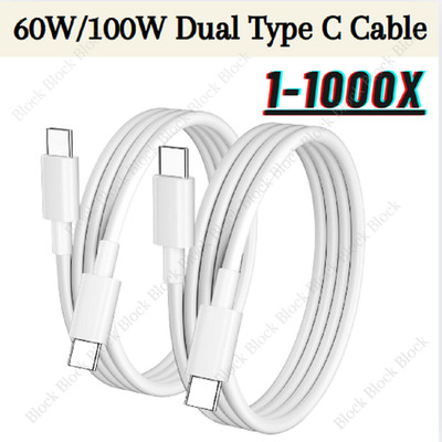 60W/100W USB-C to USB-C Cable Fast Charger Lot PD Cord For iPhone 16 15 Samsung