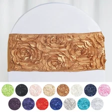 20 pcs Satin Rosette Fitted Spandex Chair Sashes Wedding Banquet Decorations