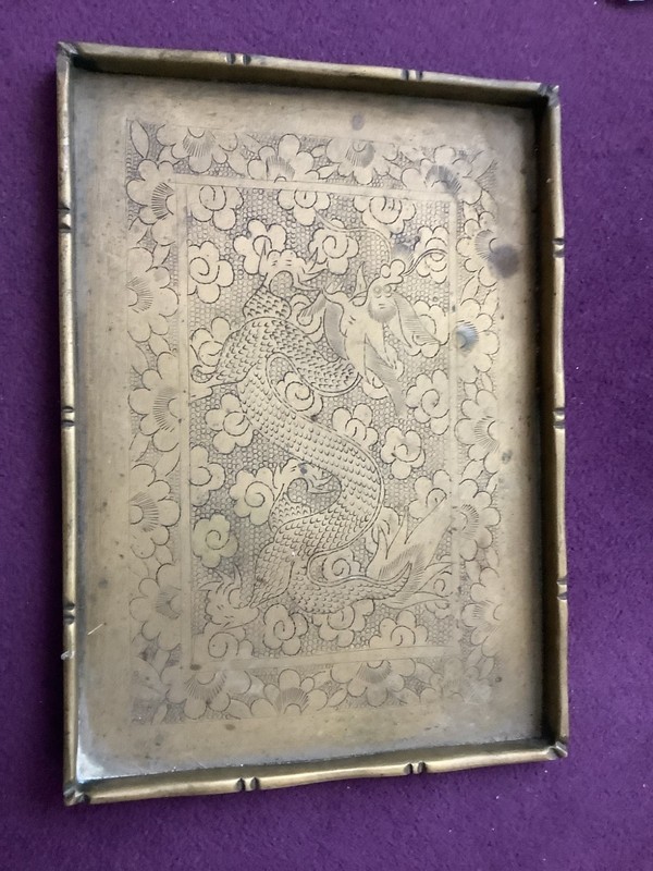 Antique Brass tray. not very big but look at the etchings