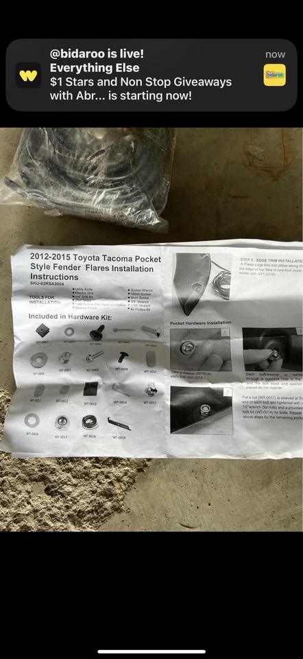 Комплект расширителей 2012-2015 Toyota Tacoma с одной кабиной 2 двери открытая коробка. Новый - Изображение 2 из 3