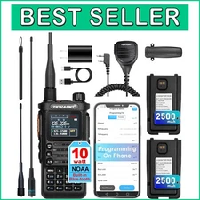 High Power 10W Dual Band Handheld Ham Radio with USB-C Charger & LCD Display