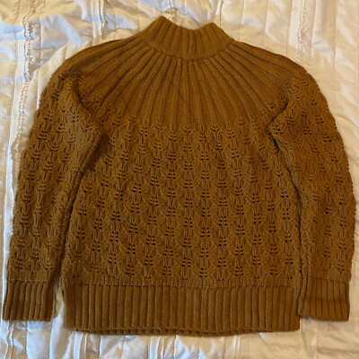 Madewell Sweater Womens XS Brown Pointelle Stitch Mix Mock Neck Merino  Alpaca