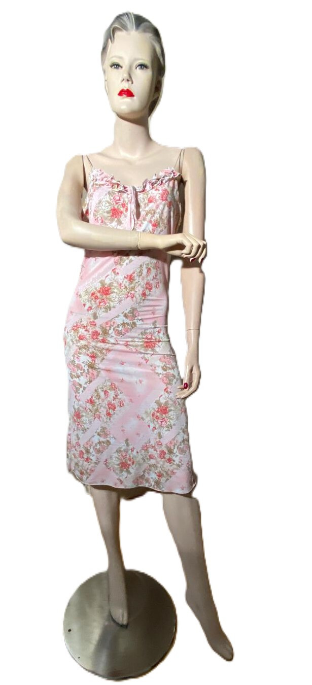 Rosa geblümtes Trägerkleid von Nicole Größe M