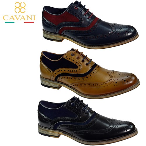 Mens Real Leather Italian Brogue Lace 