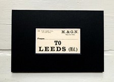 Vintage 'Leeds' Paper Luggage Label / Mounted & Matted - 6x4in / 15x10cm