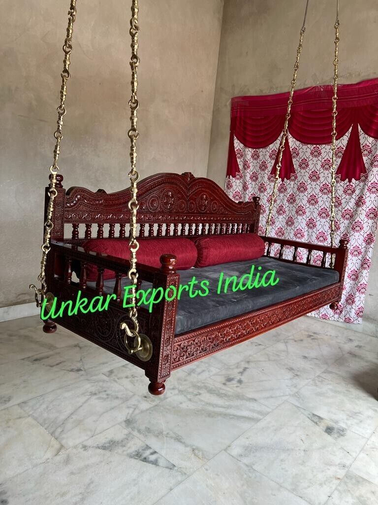 Teak wooden fine carved ceiling swing/Wooden swing/Indoor swing/ porch